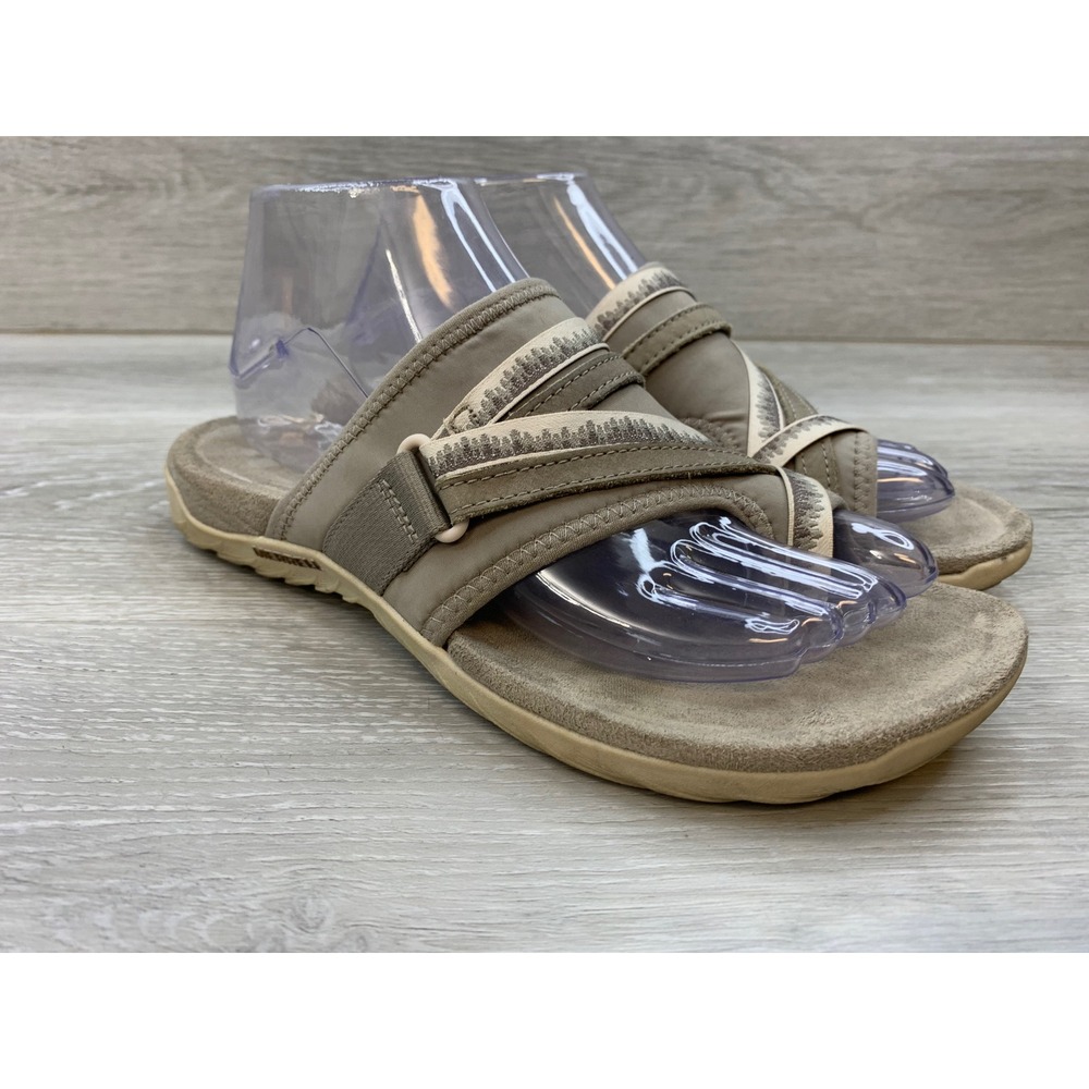 Merrell Moon Women's 8 Taupe Tan Slide Sandals Performance Comfort Trail Shoes
